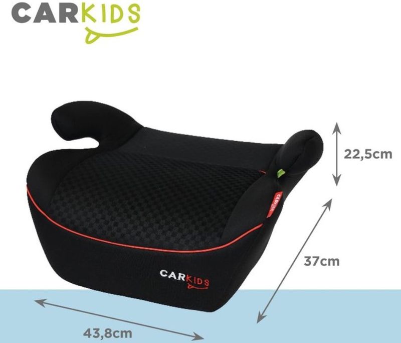 Carkids - Alex - Zitverhoger - Zwart/Rood - Ergonomisch Ontwerp