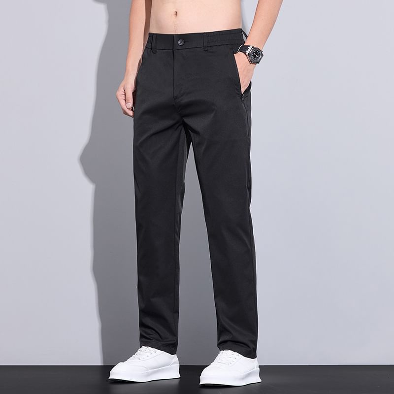 Nataro - Mid Rise Plain Tapered Pants
