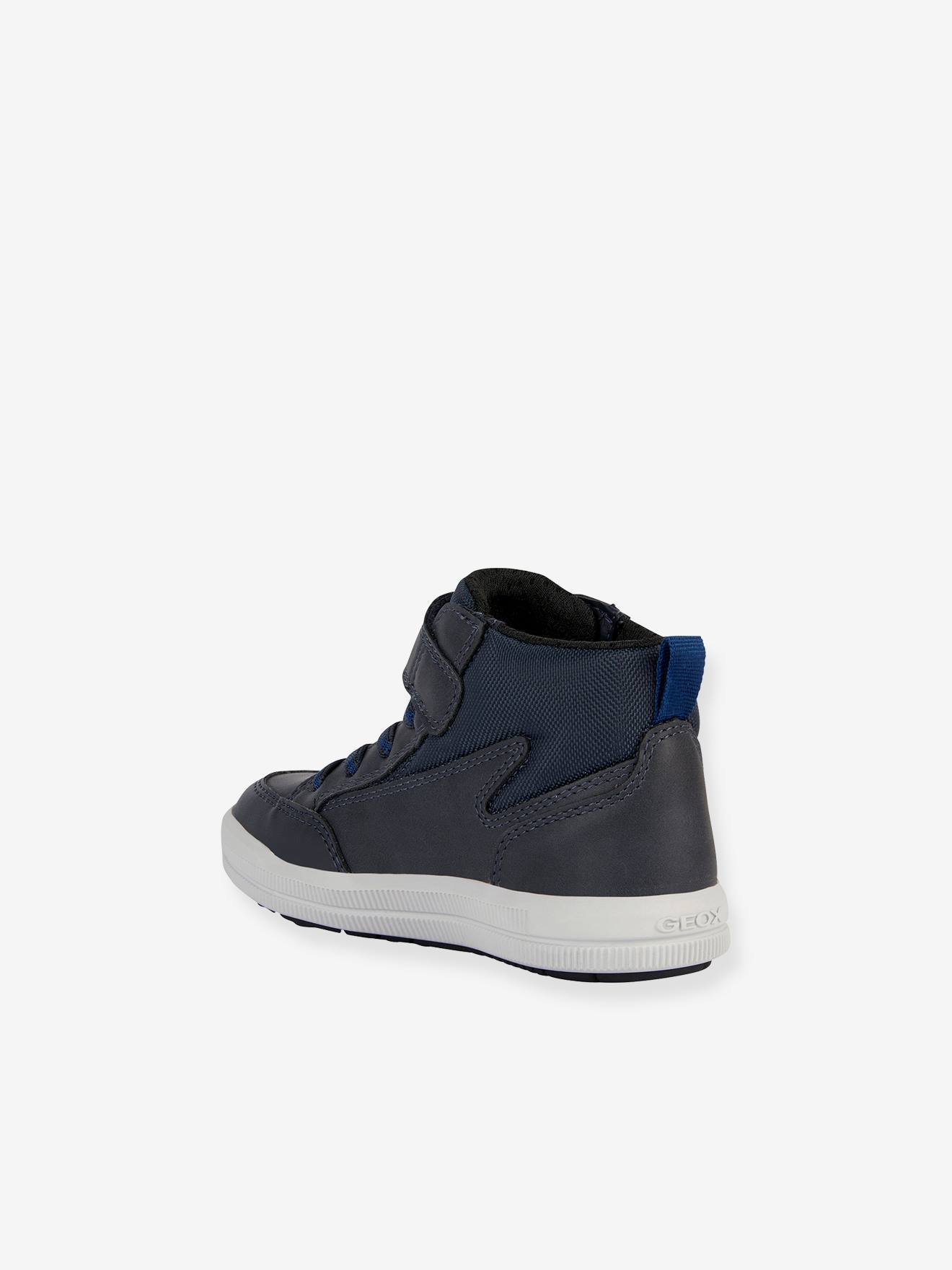 Tênis de cano alto Geox® J Arzach para menino, azul marinho, com fecho autoadesivo.