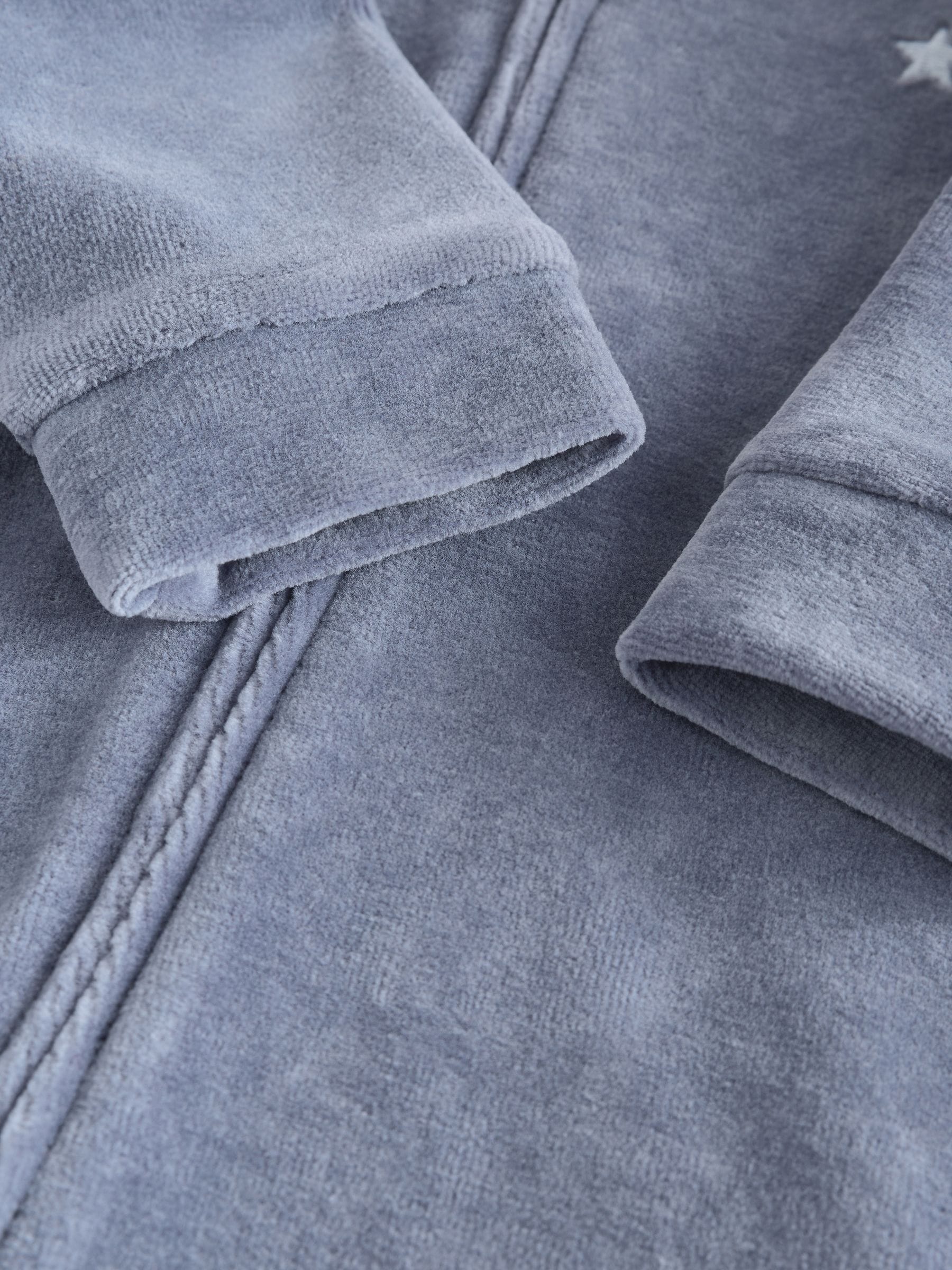 Blauw - Baby Velour Two Way Zip Sleepsuits 2 Pack (0mths-2yrs)