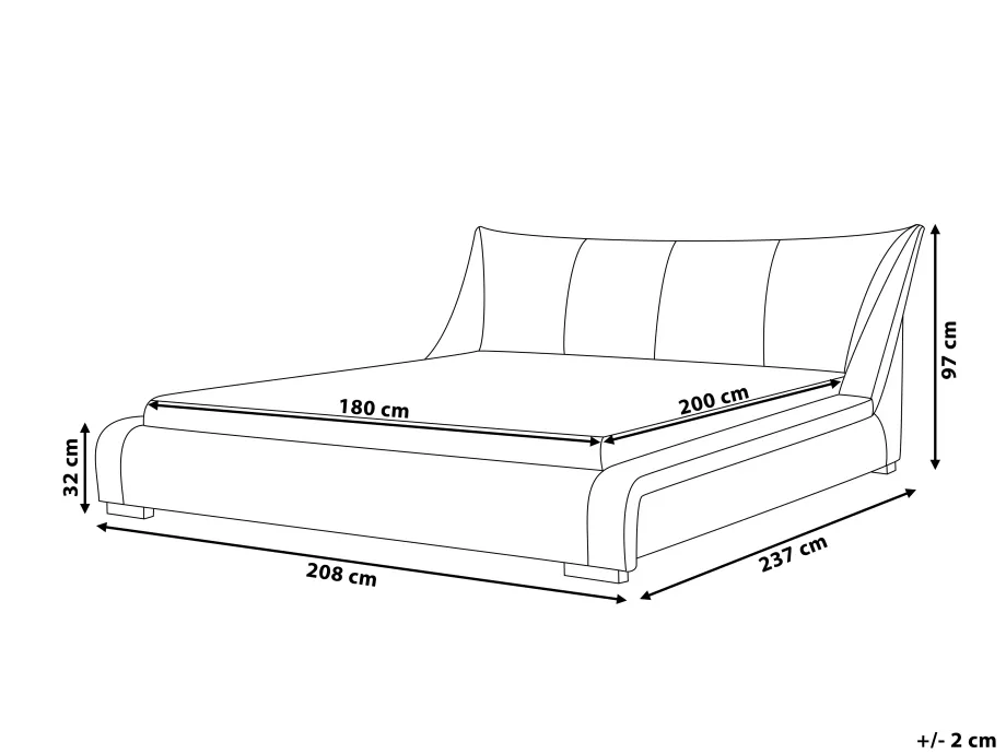 Bed Stof NANTES 180 x 200 cm Lichtgrijs