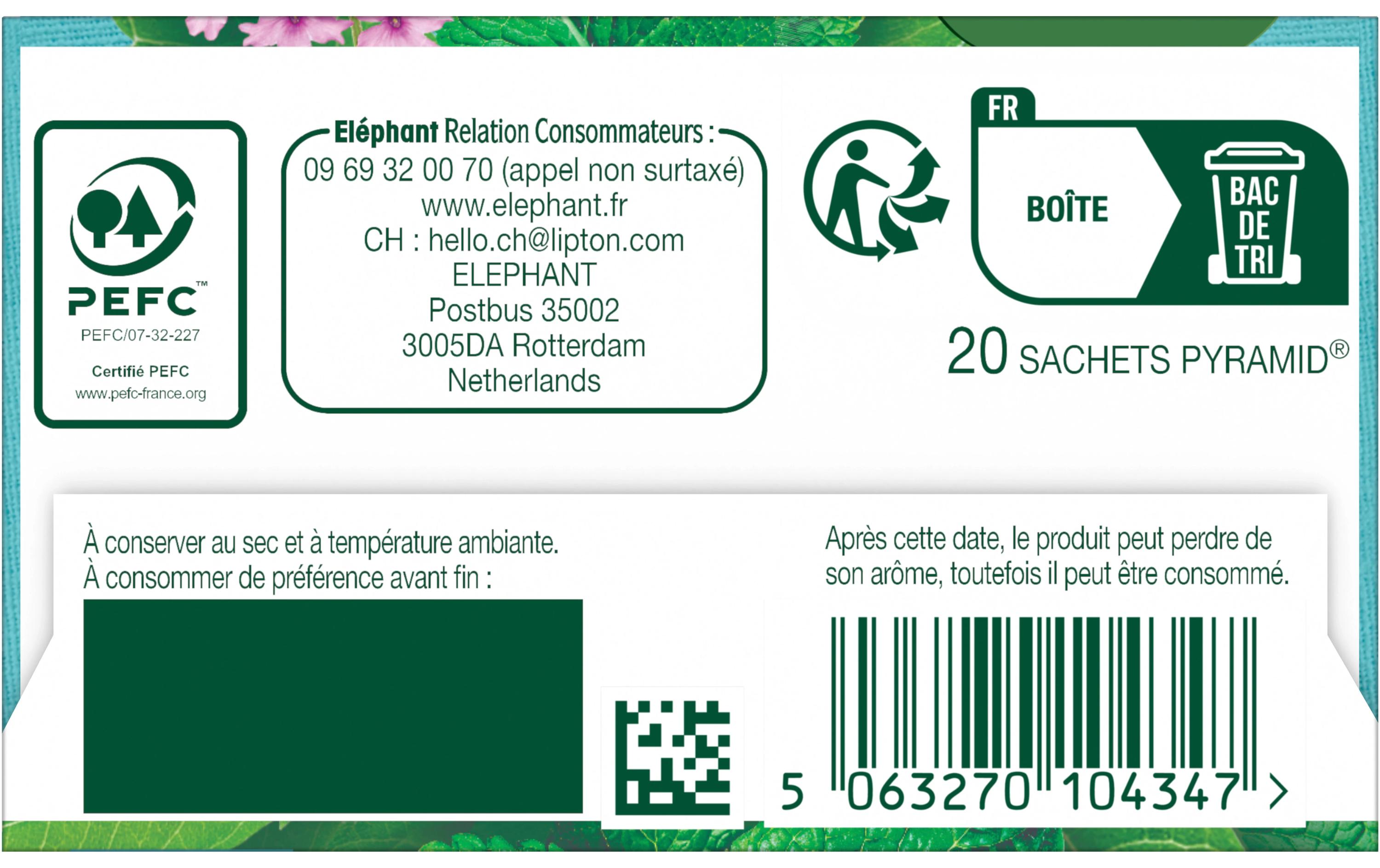 Teebeutel Menthe Poivrée, Mente Douce, Verveine 20 StückTee mit Pfefferminze, Süssminze und Eisenkraut