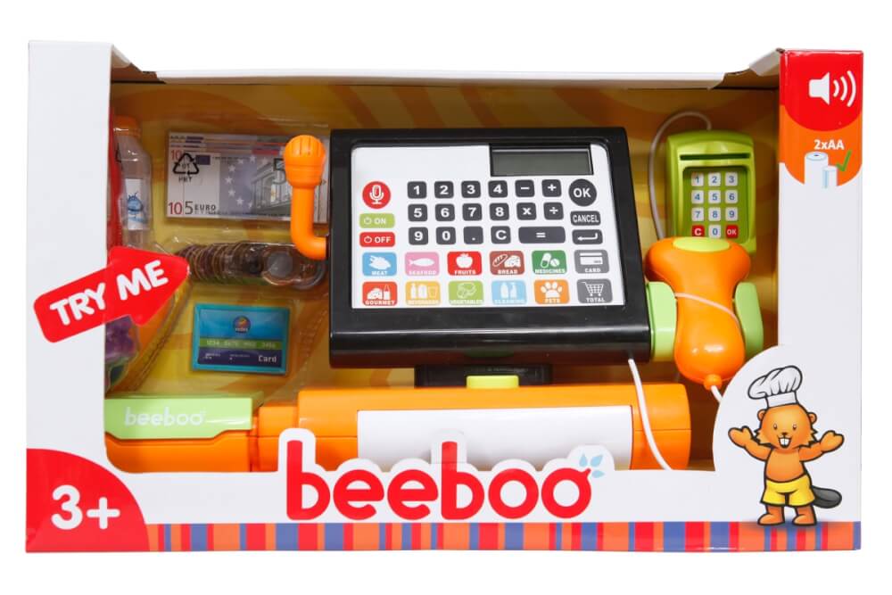 Beeboo Kitchen Registrierkasse Touchscreen mit Sound und Zubehör, Kaufläden & Zubehör, ca. 34,8x14,5x19,7 cm, ab 3 Jahren