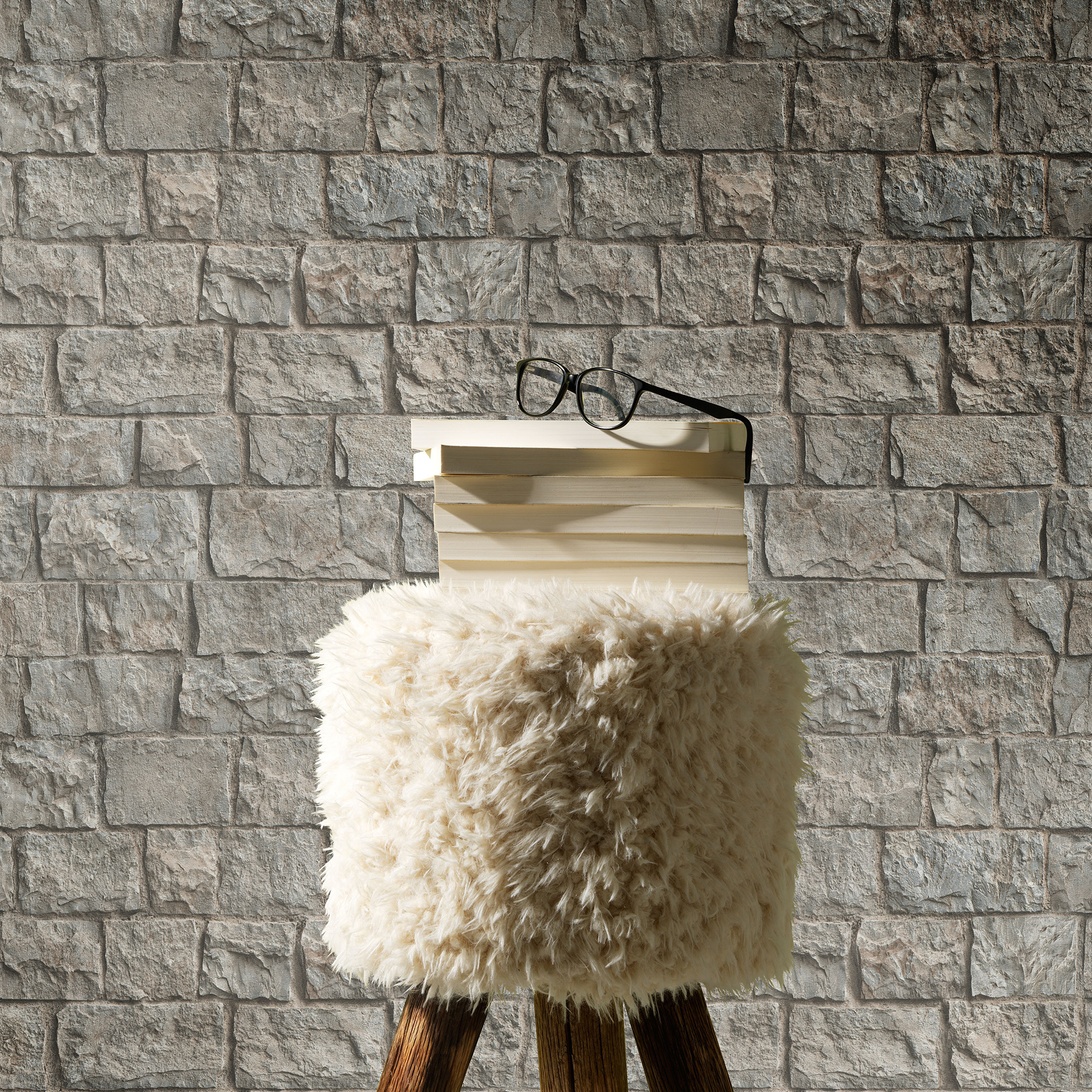 Vliestapete - beige - Steinoptik - 10 Meter