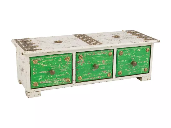 Boîte à bijoux en bois avec détails métalliques blancs 36x15x10h