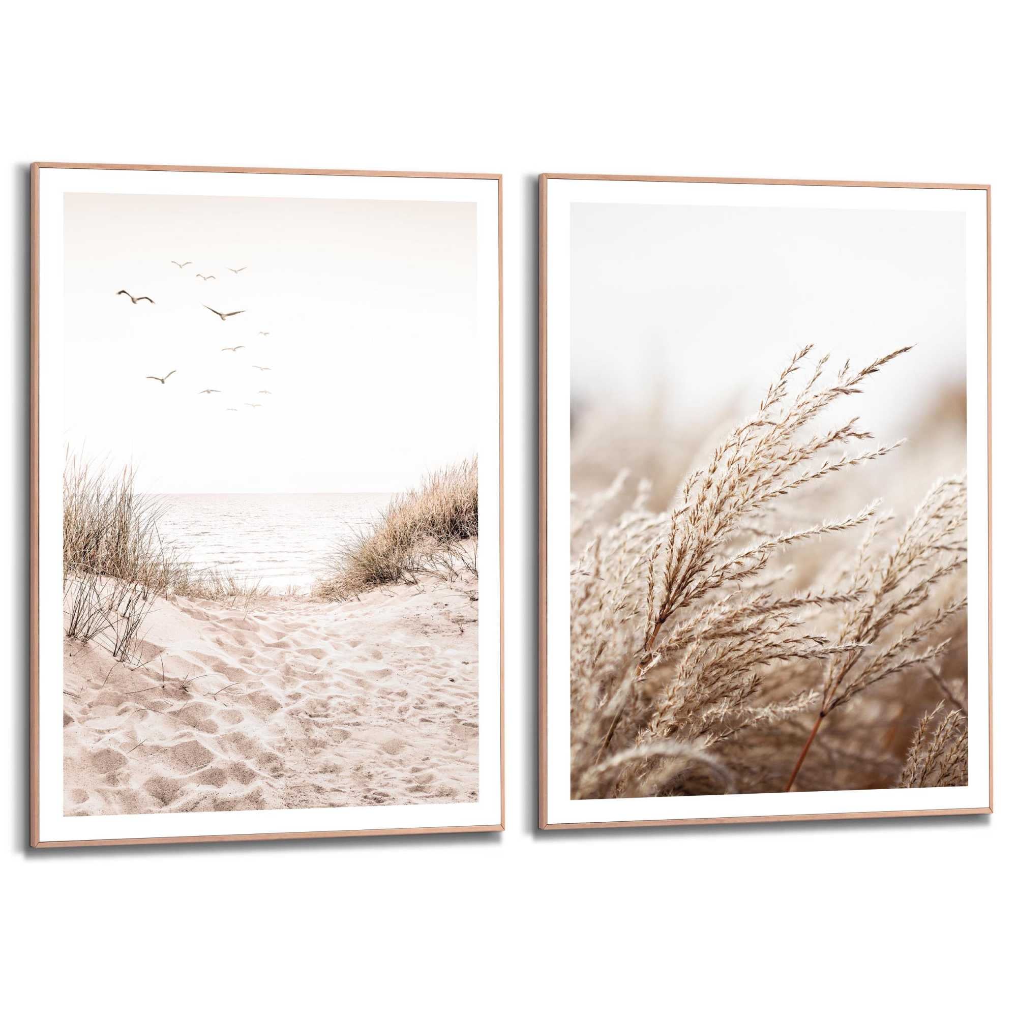 Reinders! Poster »Strand« Wohnzimmer - Gras - Meer - Vögel - Beige - MDF - Strand - 50x70 cm