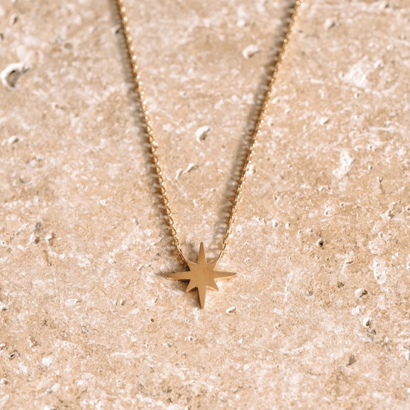 Collier Fin Plaqué Or Mode Tendance Pendentif Etoile