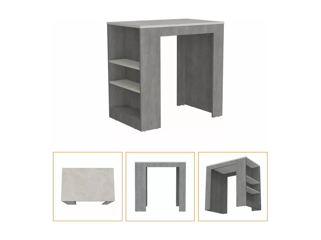 Table d'appoint Portree en mélamine avec 2 étagères , 91.18 cm X 92 cm X 58.9 cm , Blanc