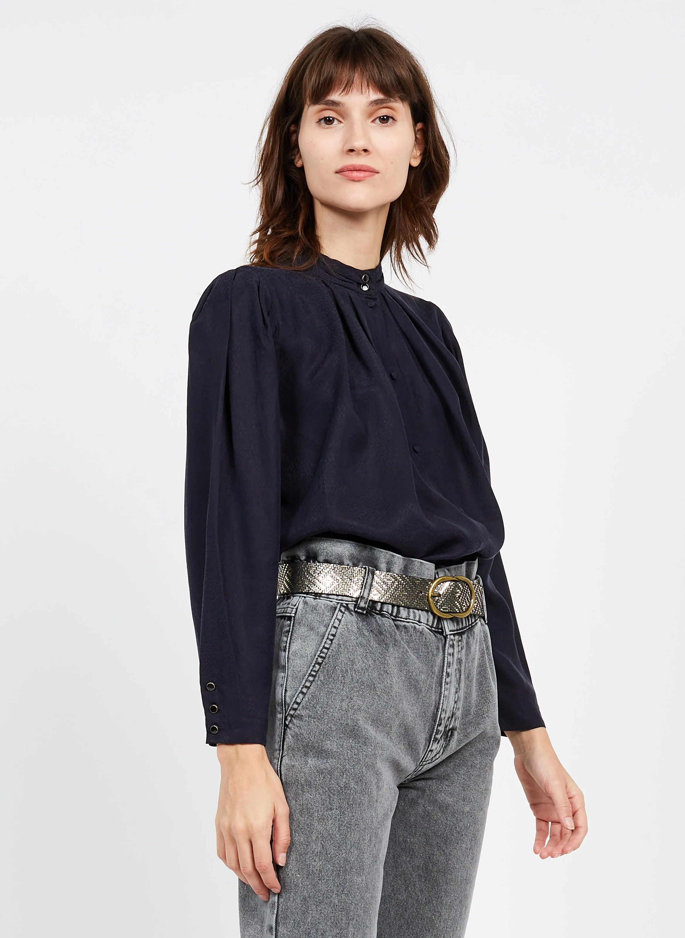 Ceinture à boucle en cuir| Doré