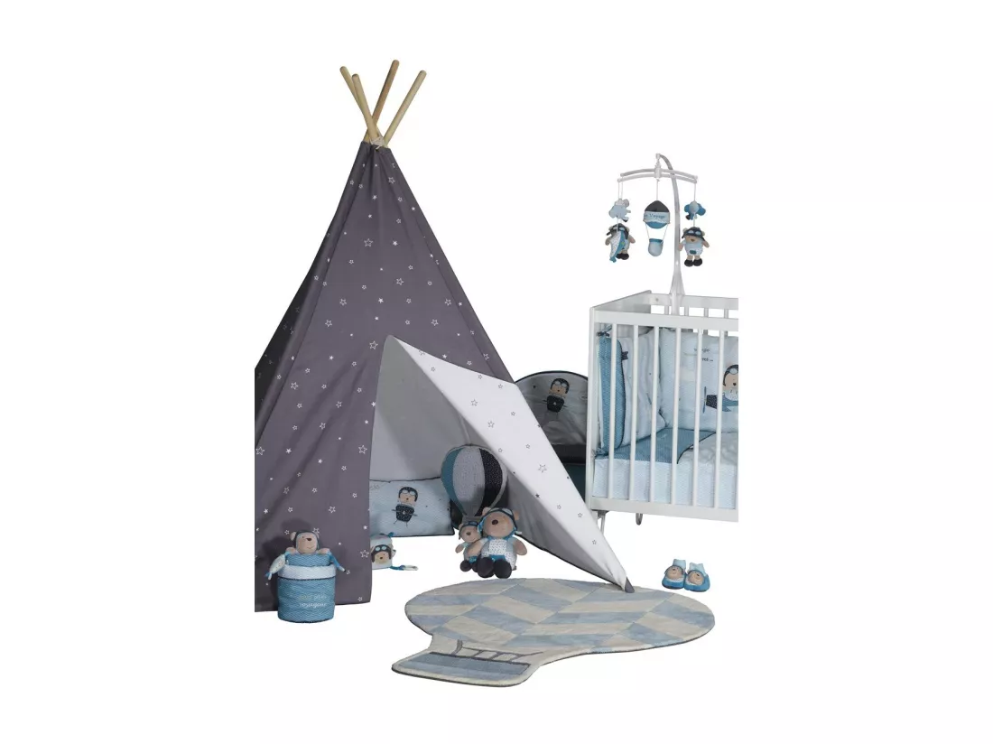 Tipi en toile en coton gris