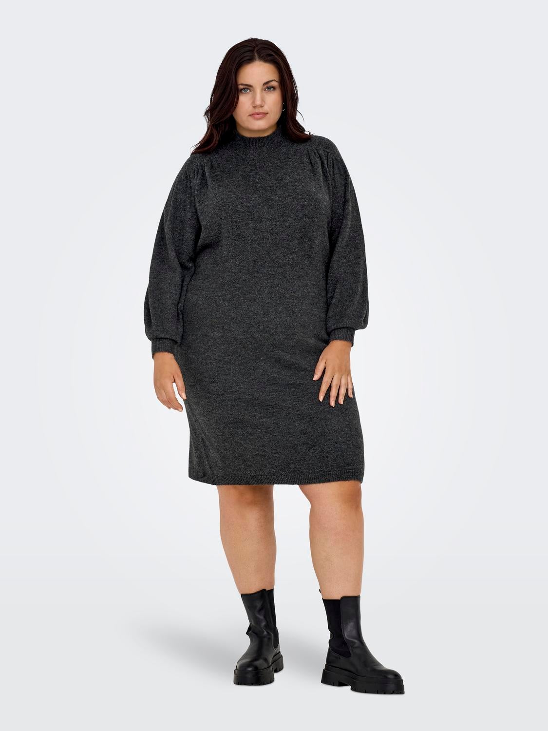 CAREMILIA Langes Kleid Dark Grey Melange