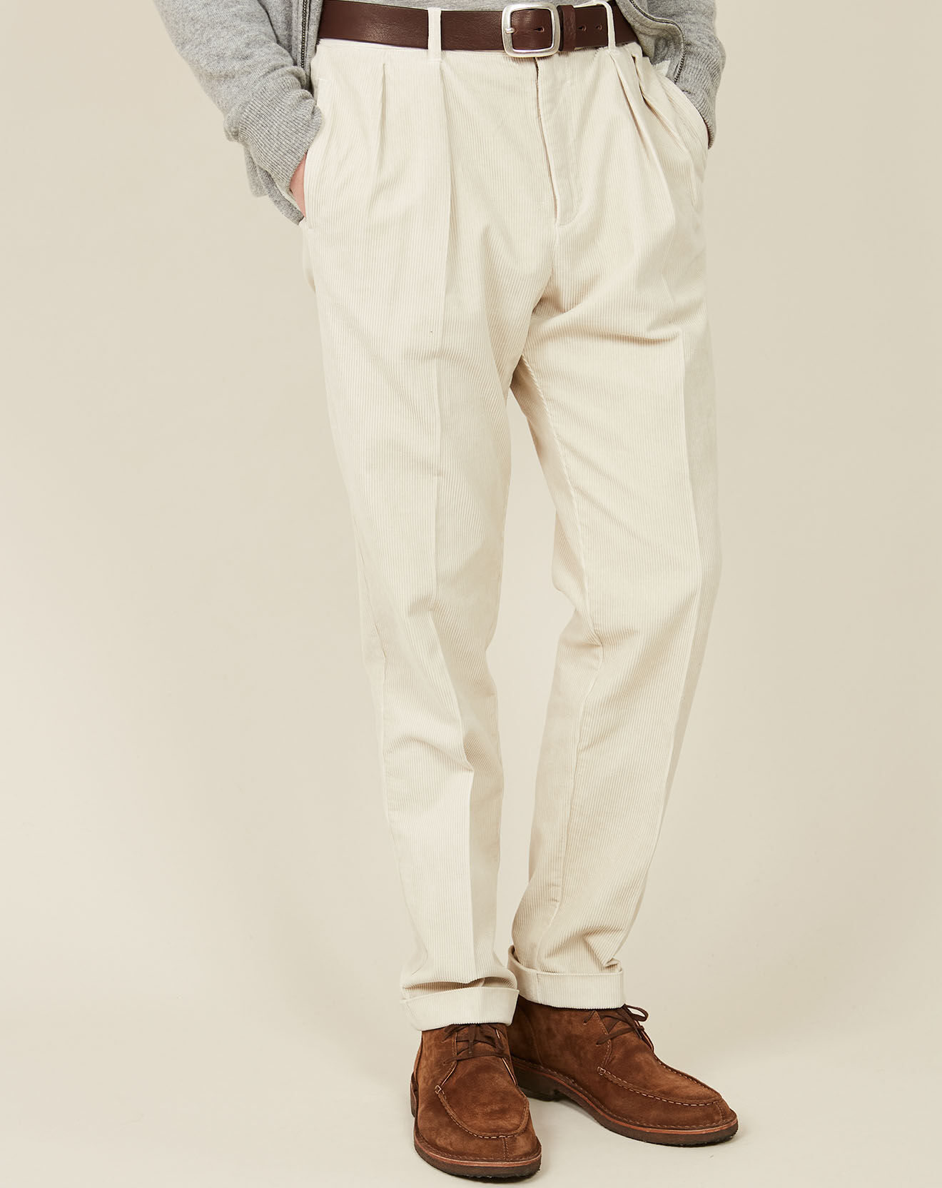 Hartford Pantalon en Velours côtelé Tom craie
