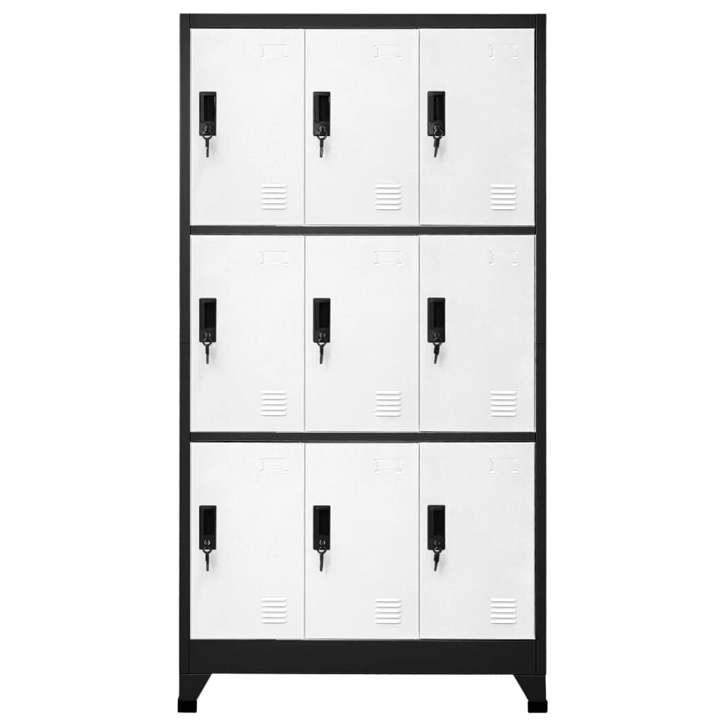 vidaXL Afsluitbare kast antraciet en wit 90x45x180 cm staal