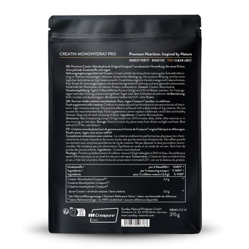 Sunday Natural Products  Creatin Monohydrat Pro Creapure ®Pulver