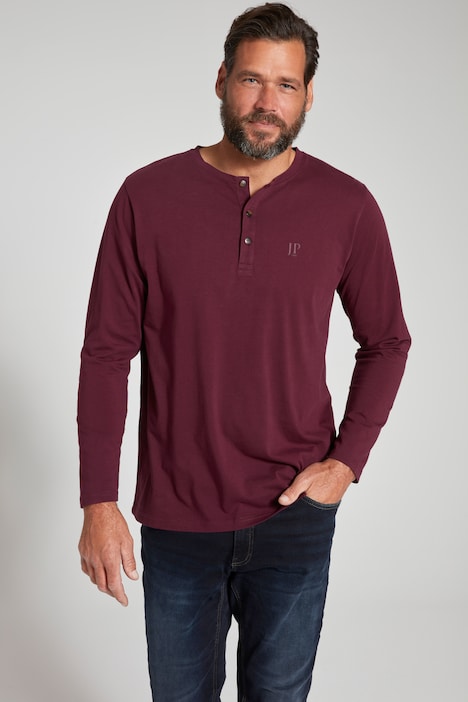 JP 1880 Henley, Basic, Shirt, Langarm, Knopfleiste, bis 8XL