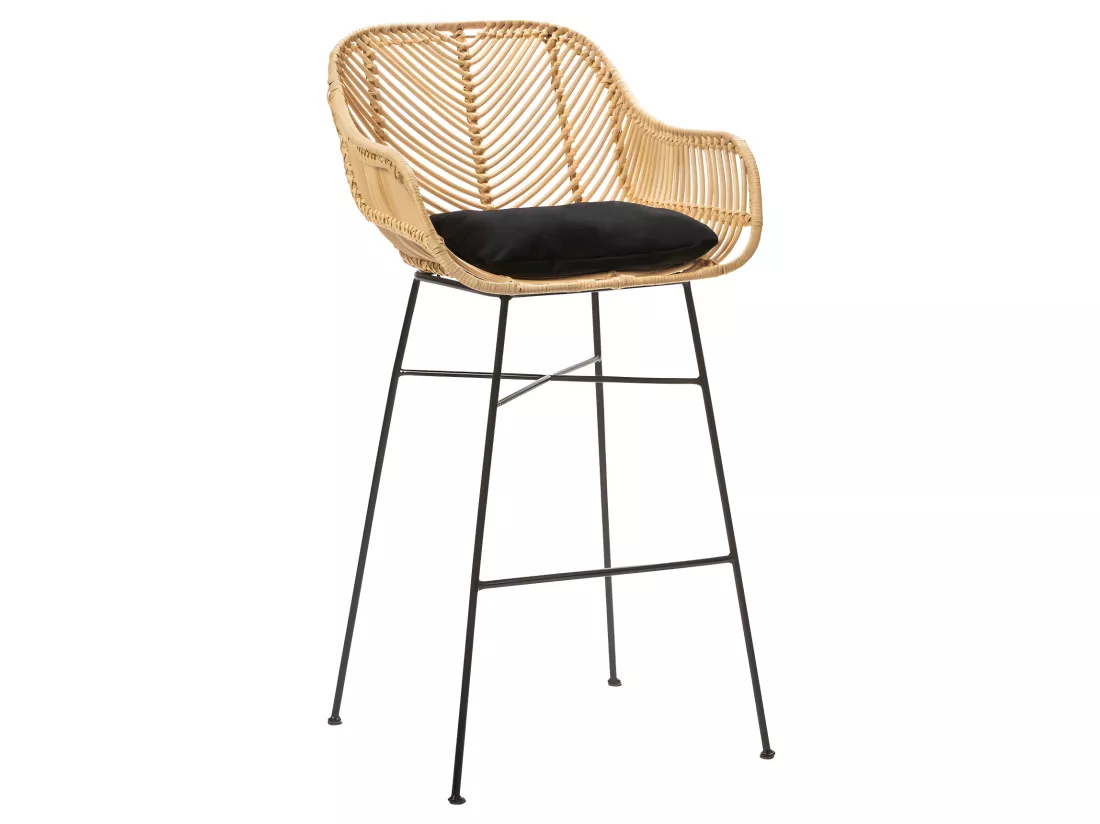Nunuhai - Lot de 2 tabourets de bar en rotin H68cm - Naturel