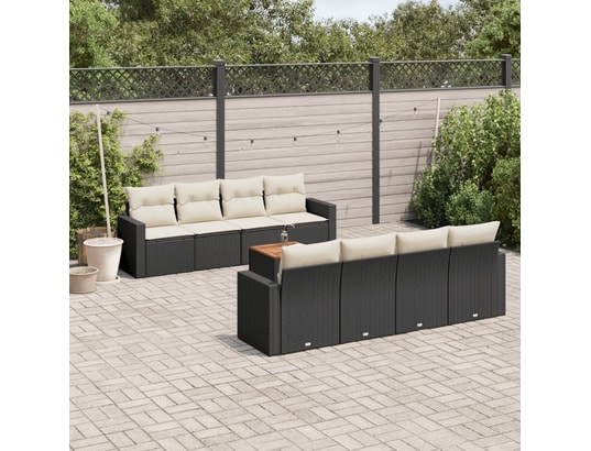VIDAXL - Salon extérieur Salon de jardin 9 pcs avec coussins noir résine tressée