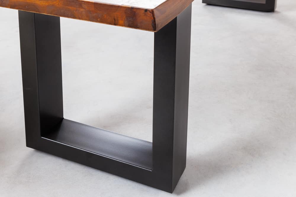 Industrial Baumstamm Sitzbank GENESIS 160cm Akazie Massivholz Kufengestell