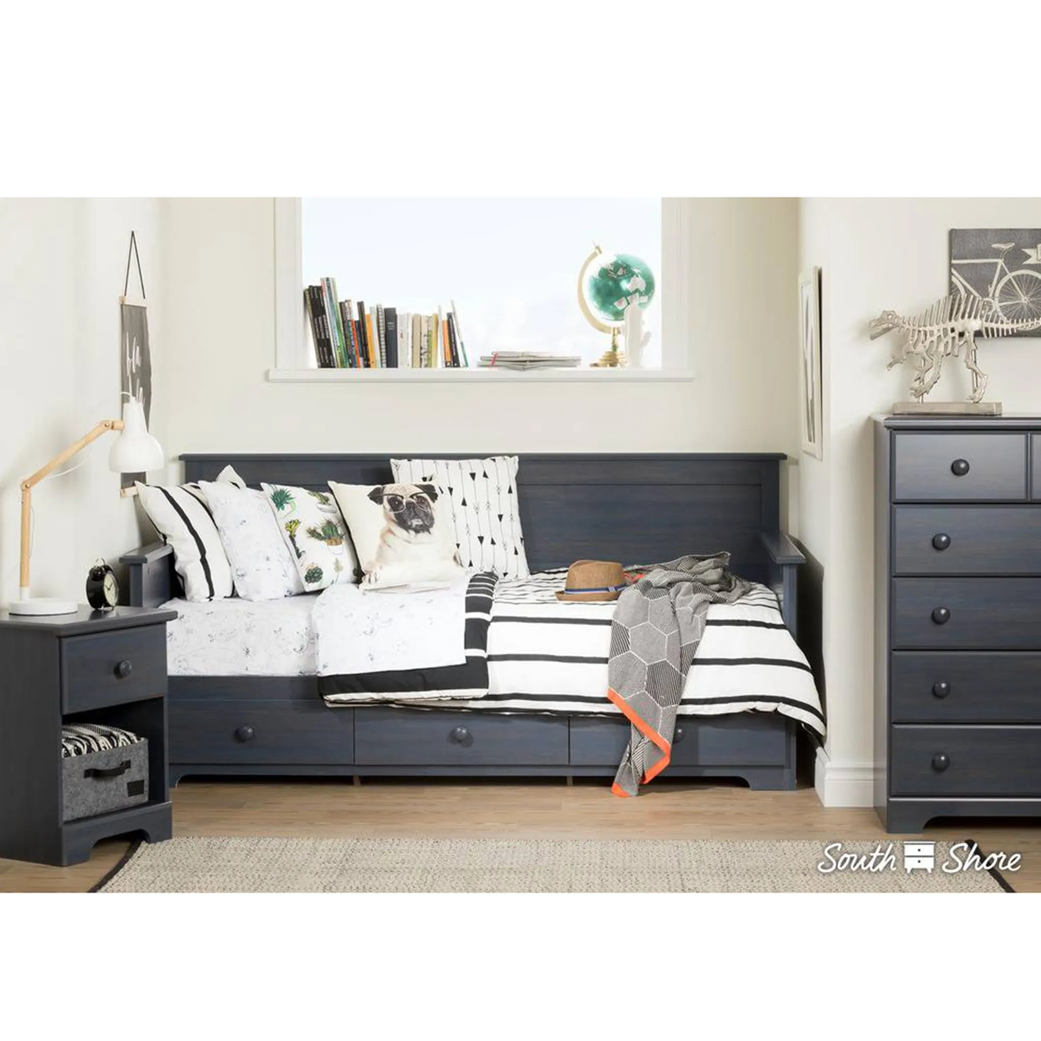 South Shore  Lit Divan avec Rangement Summer Breeze - Myrtille