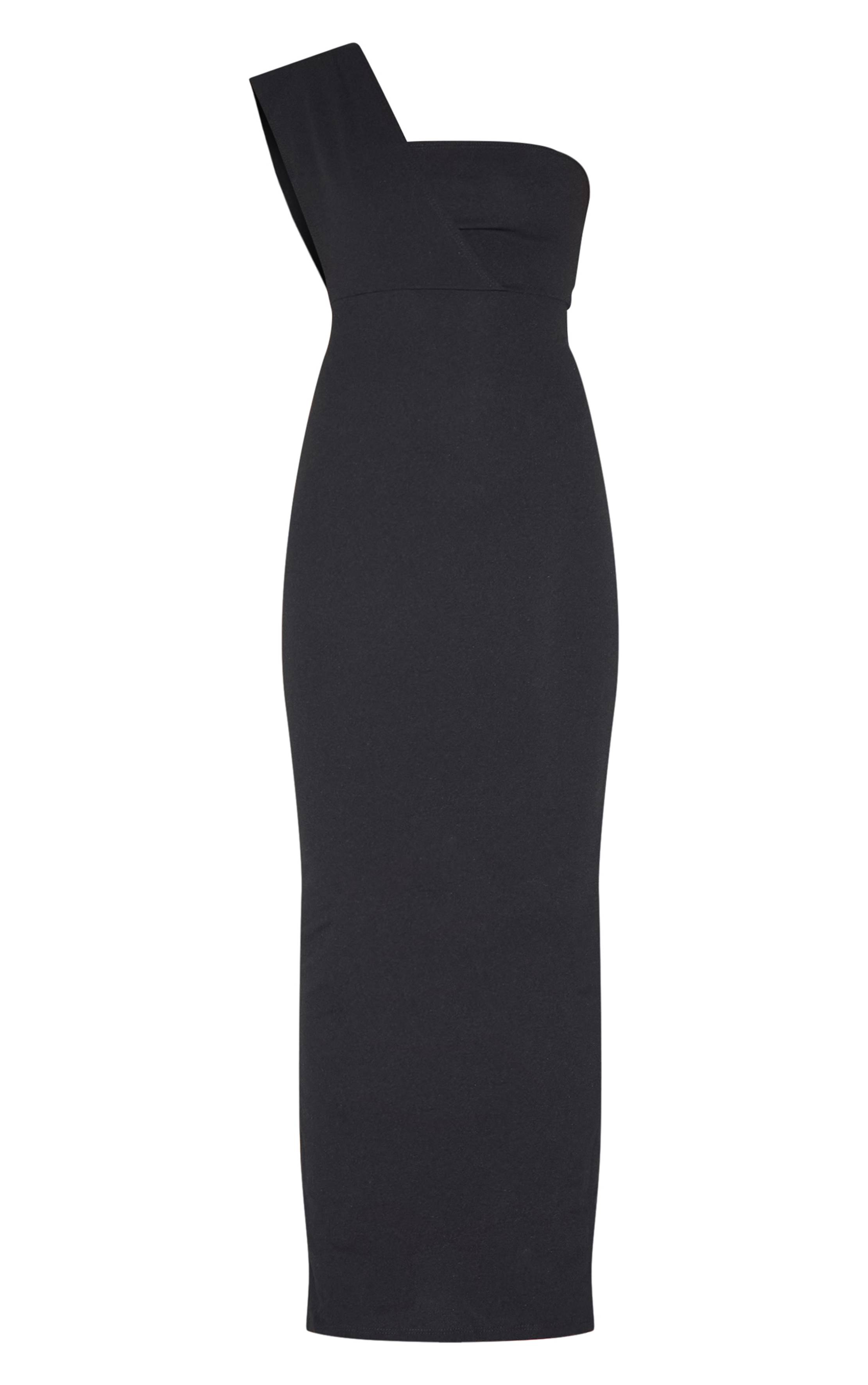 Noir Robe Maxi Ajustée À Une Épaule