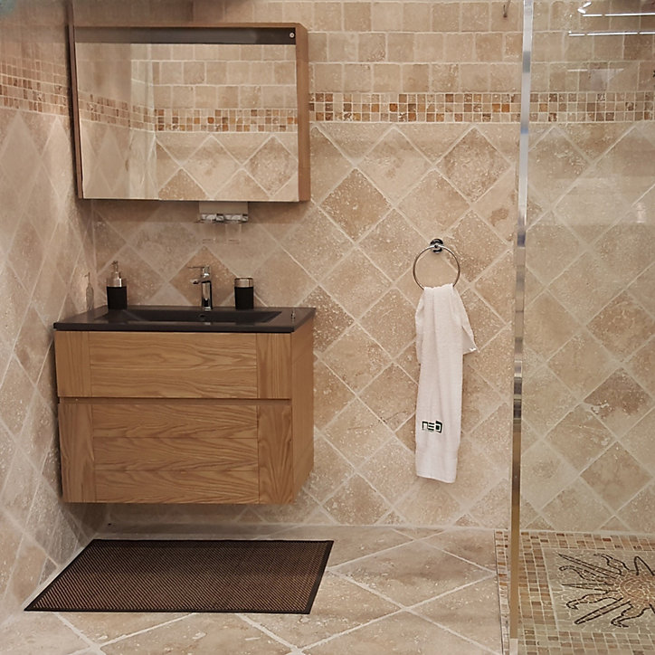 Mosaïque travertin Mix L.30,5 x l.30,5 cm Casa Linea