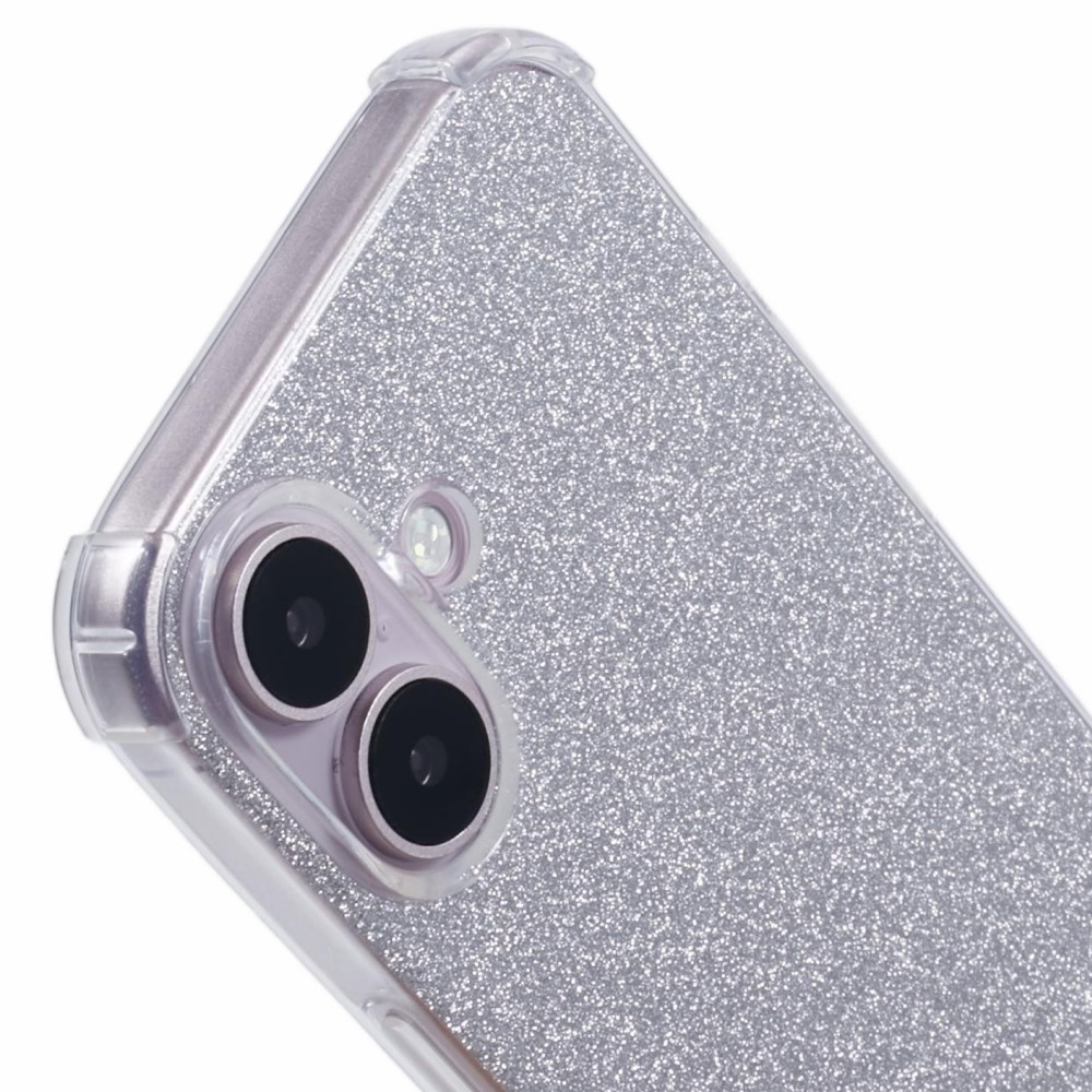 iPhone 16 Hybrid Hülle TPU Bumper mit Acryl Rückseite   Wechselbare Einlegekarten - Transparent / Silber