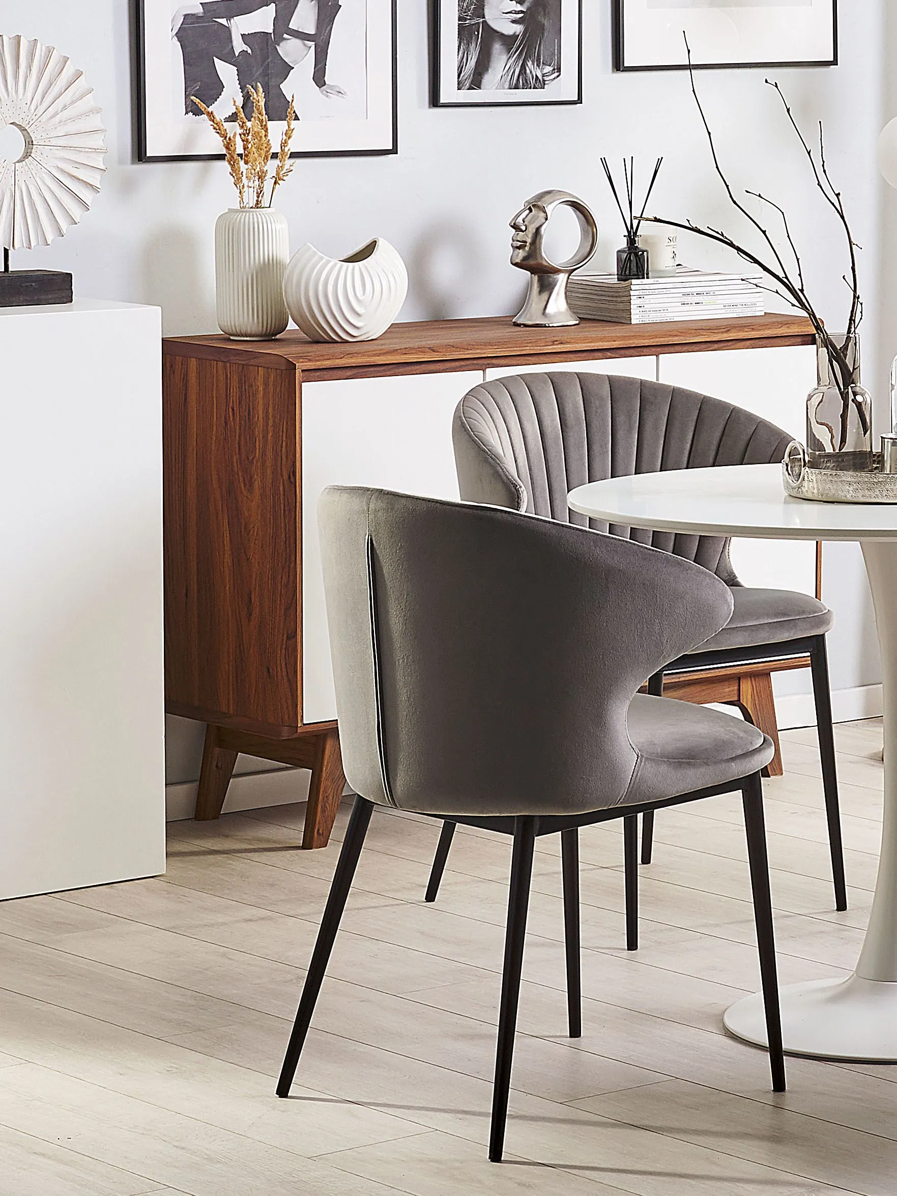 Set van 2 eetkamerstoelen AUGUSTA Fluweel Grijs