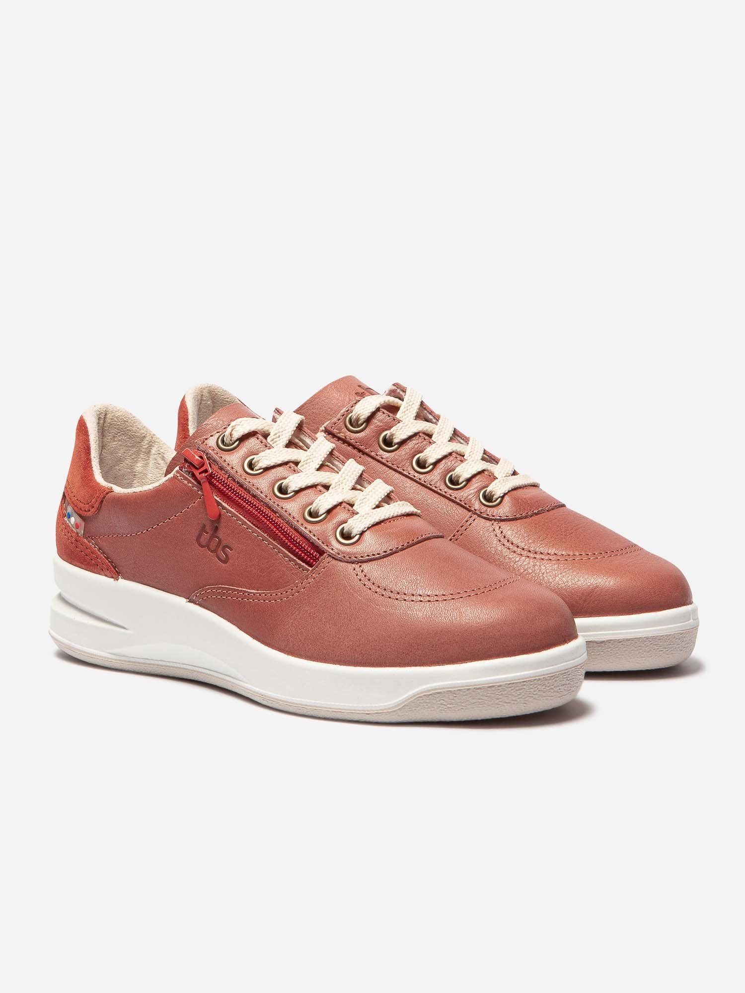 Baskets Zippées Femme Fabriquées en France Cuir Rouge