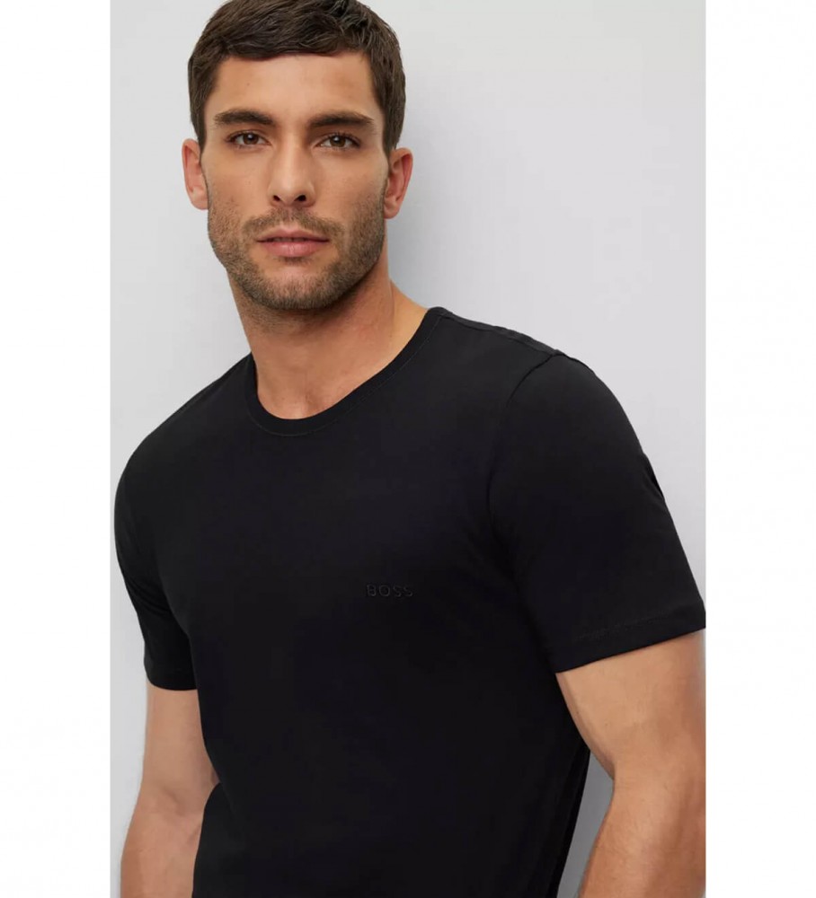 Pacote BOSS com 3 camisetas clássicas RN pretas