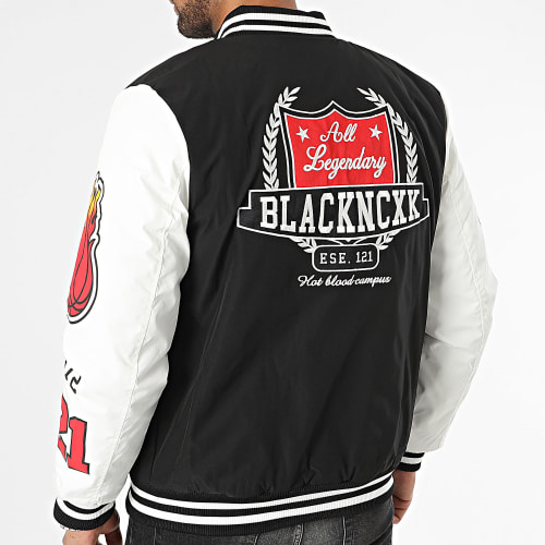 Veste Teddy Capuche Noir Blanc