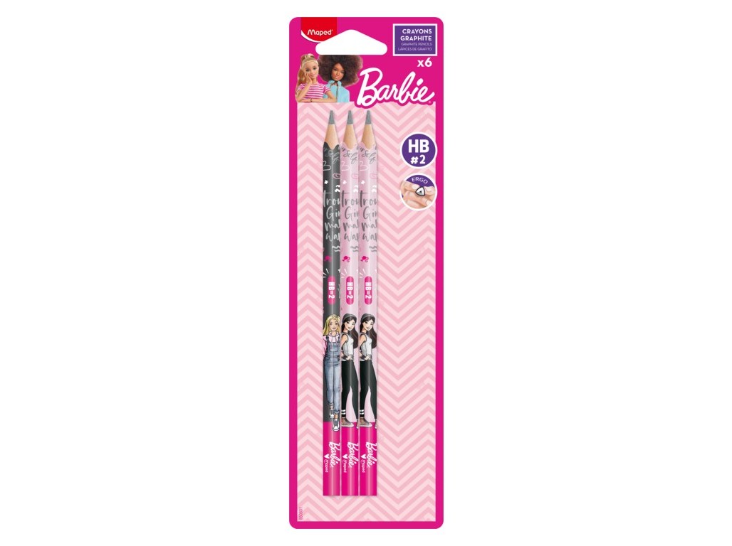 LÁPIS GRAFITE MAPED BARBIE HB 6 UNIDADES