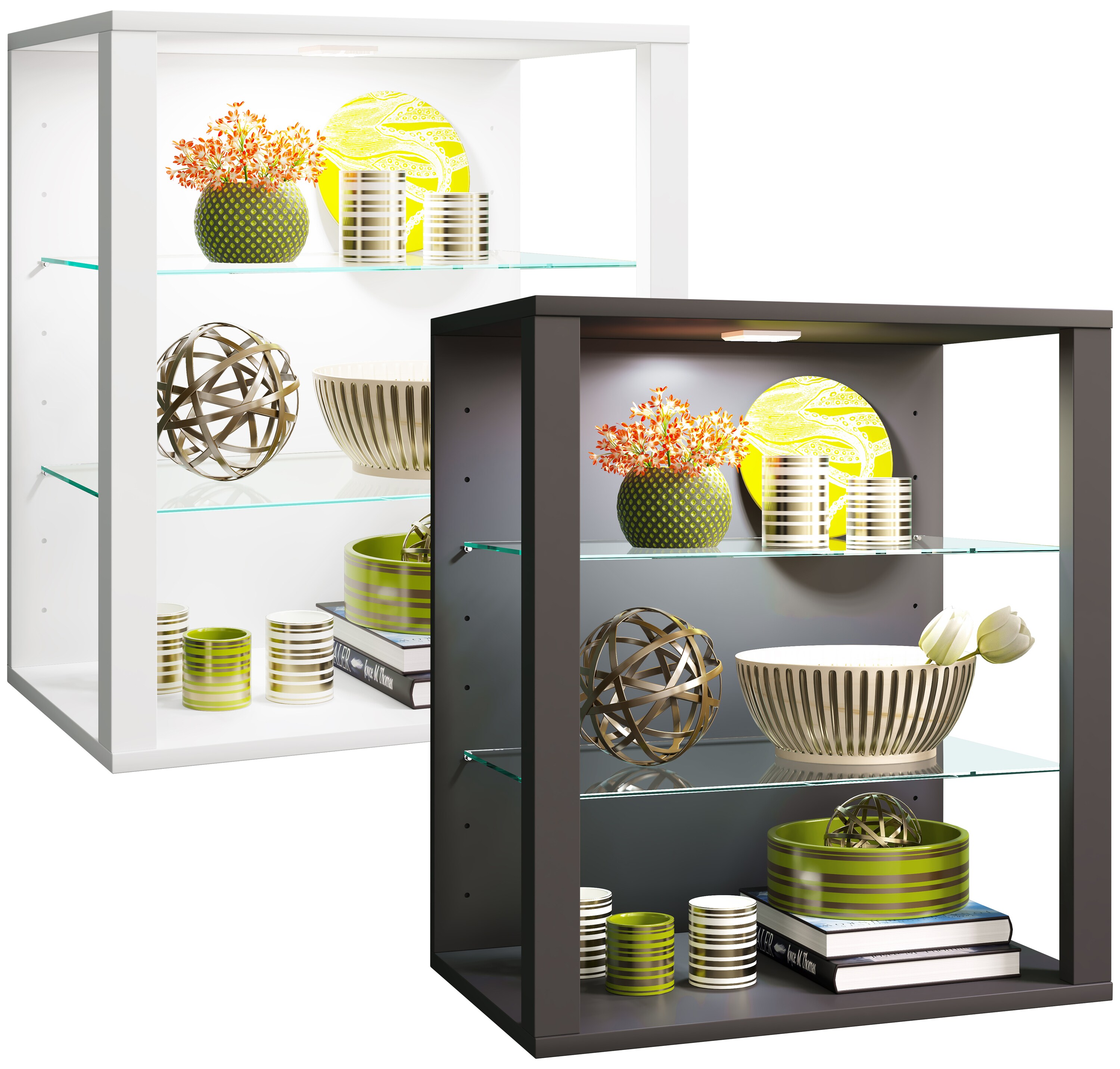 VCM Holz Glas Wandvitrine Hängevitrine Vitrine Sammelvitrine Glasvitrine Schaukasten Standvitrine Glasol S