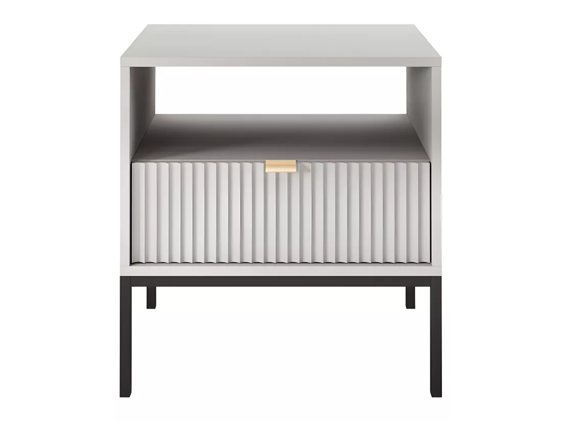 Table de chevet 1 tiroir et 1 niche - Gris - LIOUBA de Pascal Morabito