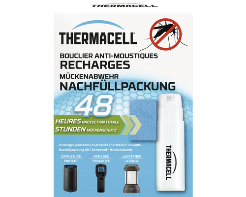 Thermacell muggenwerende navulverpakking, geschikt voor alle Thermacell-apparaten, bevat 4 gaspatronen en 12 actieve ingrediëntpads voor maximaal 48 uur, geurloos