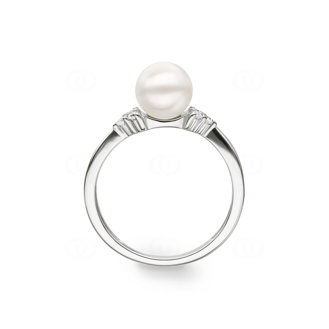 Damenring 925 Silber rhodiniert mit Kunstperle 6mm und Zirkonia