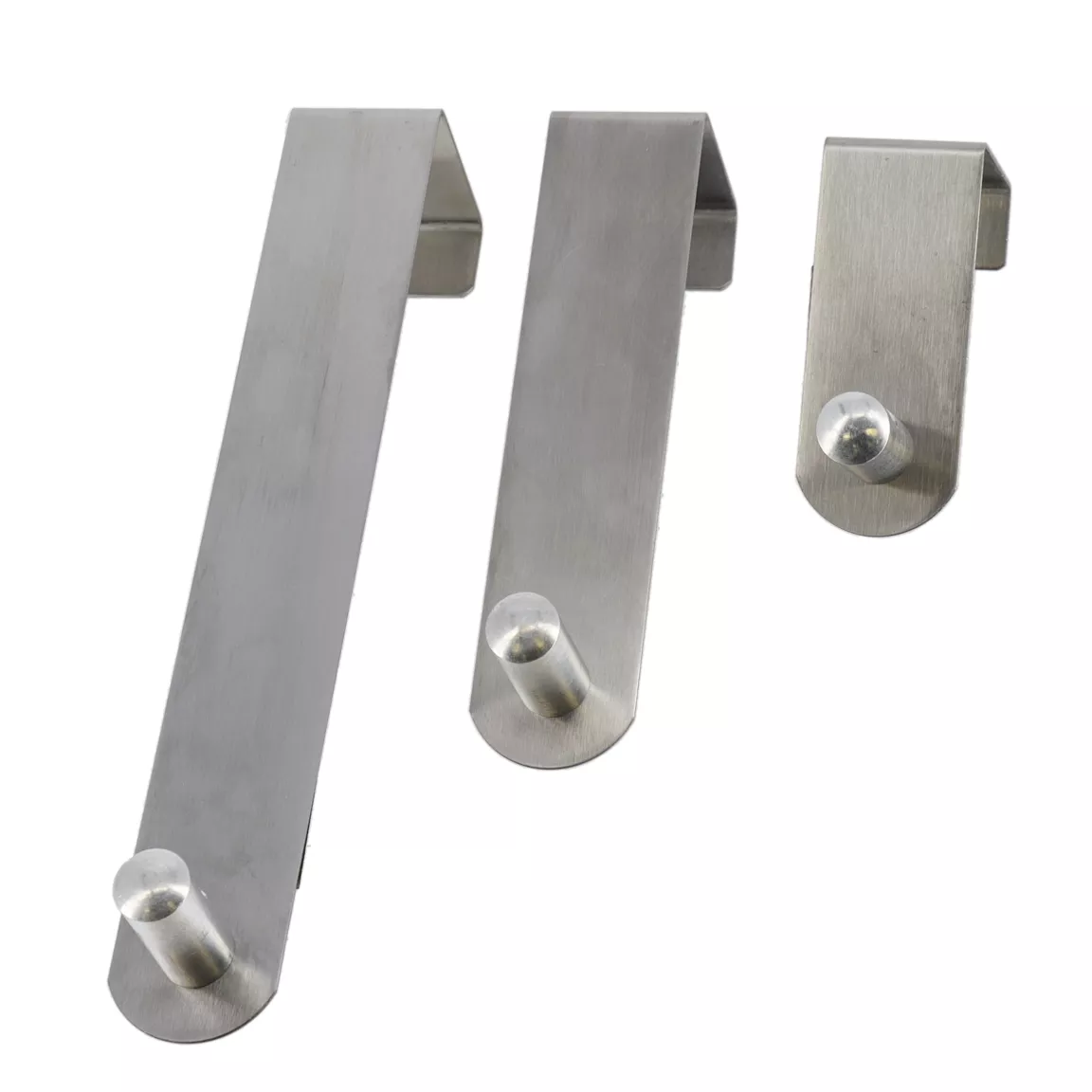 Lot de 3 patères de porte acier inoxydable (H7-13-19 cm) Chrome