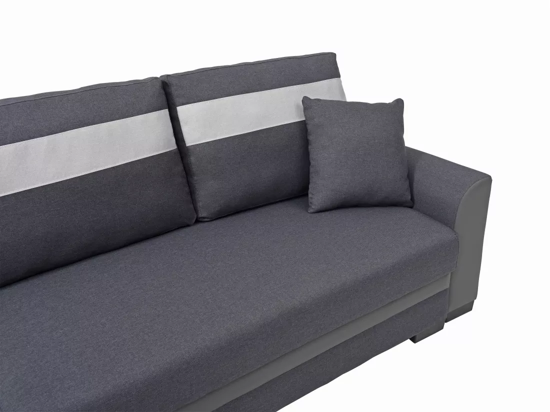 Canapé d'angle réversible et convertible en tissu et simili anthracite GIANY II