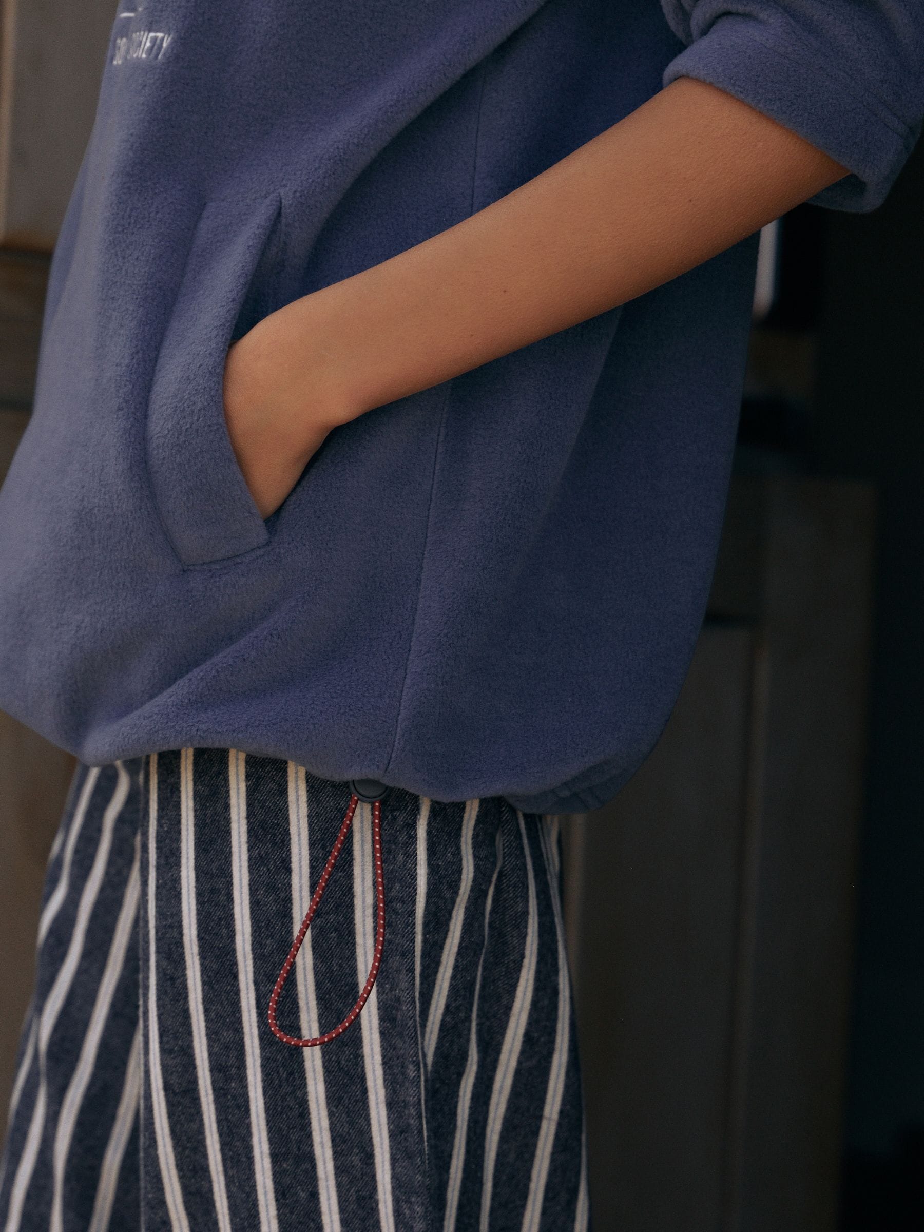 Blauwe Apres - Fleece trui met korte rits
