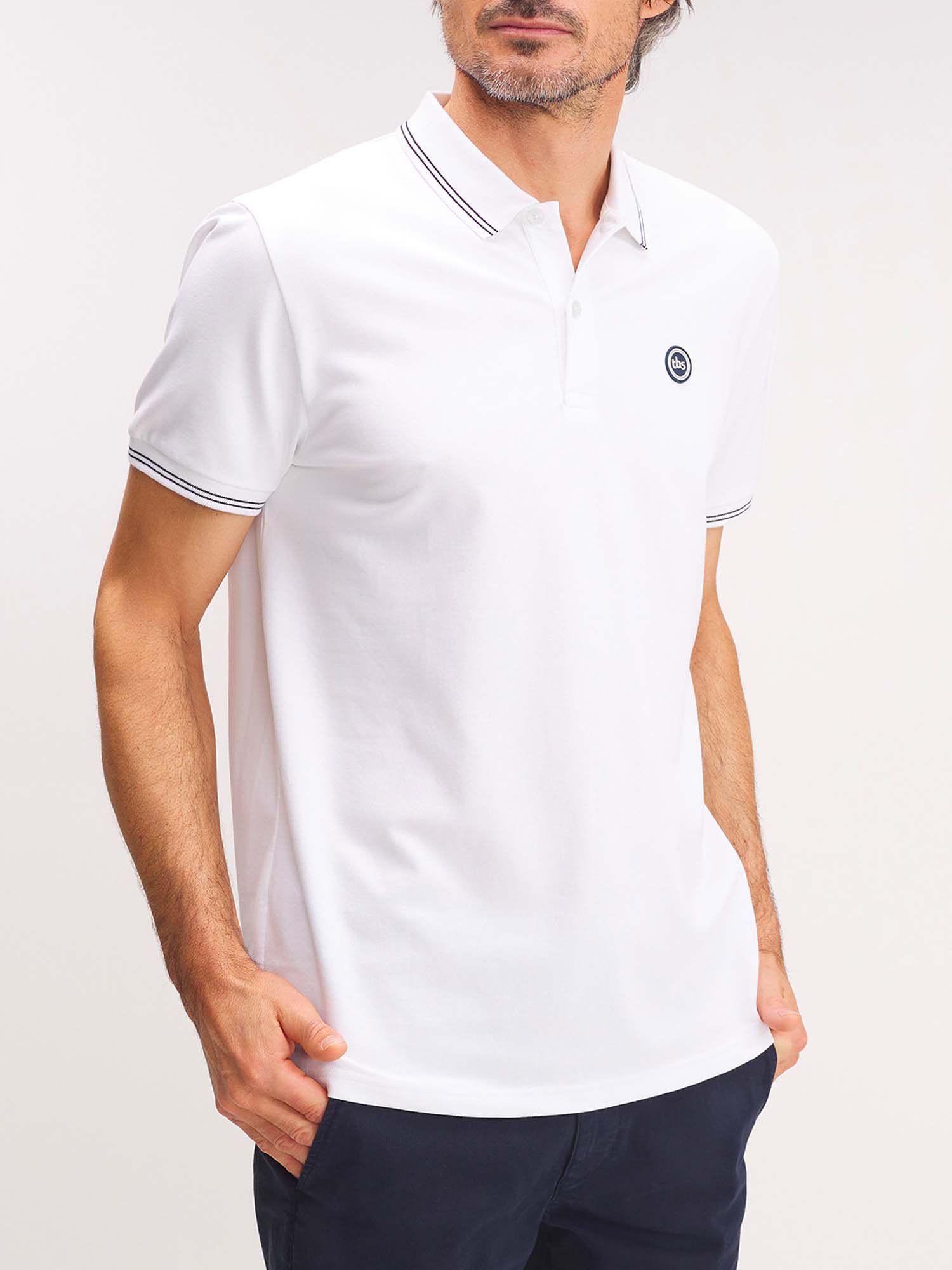 Polo Homme Séchage Rapide Stretch Blanc