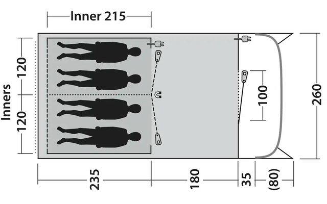Outwell Durango 4  Tunnelzelt mit integriertem LED-Lichtsystem