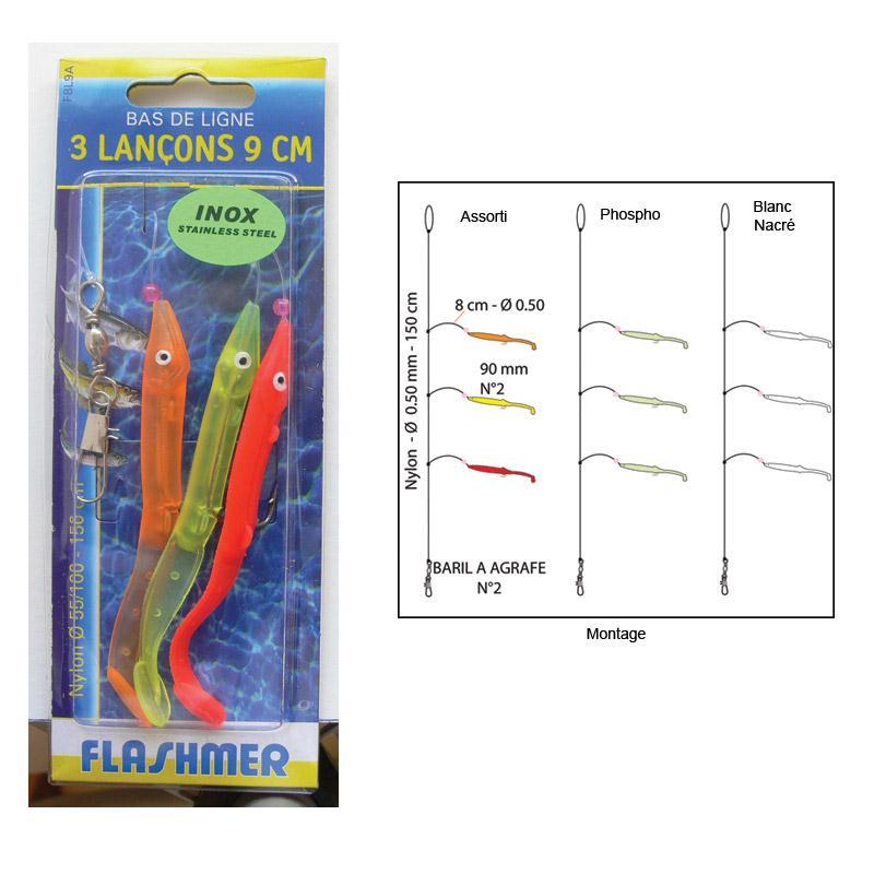 Bas De Ligne Flashmer 3 Lancons 9Cm