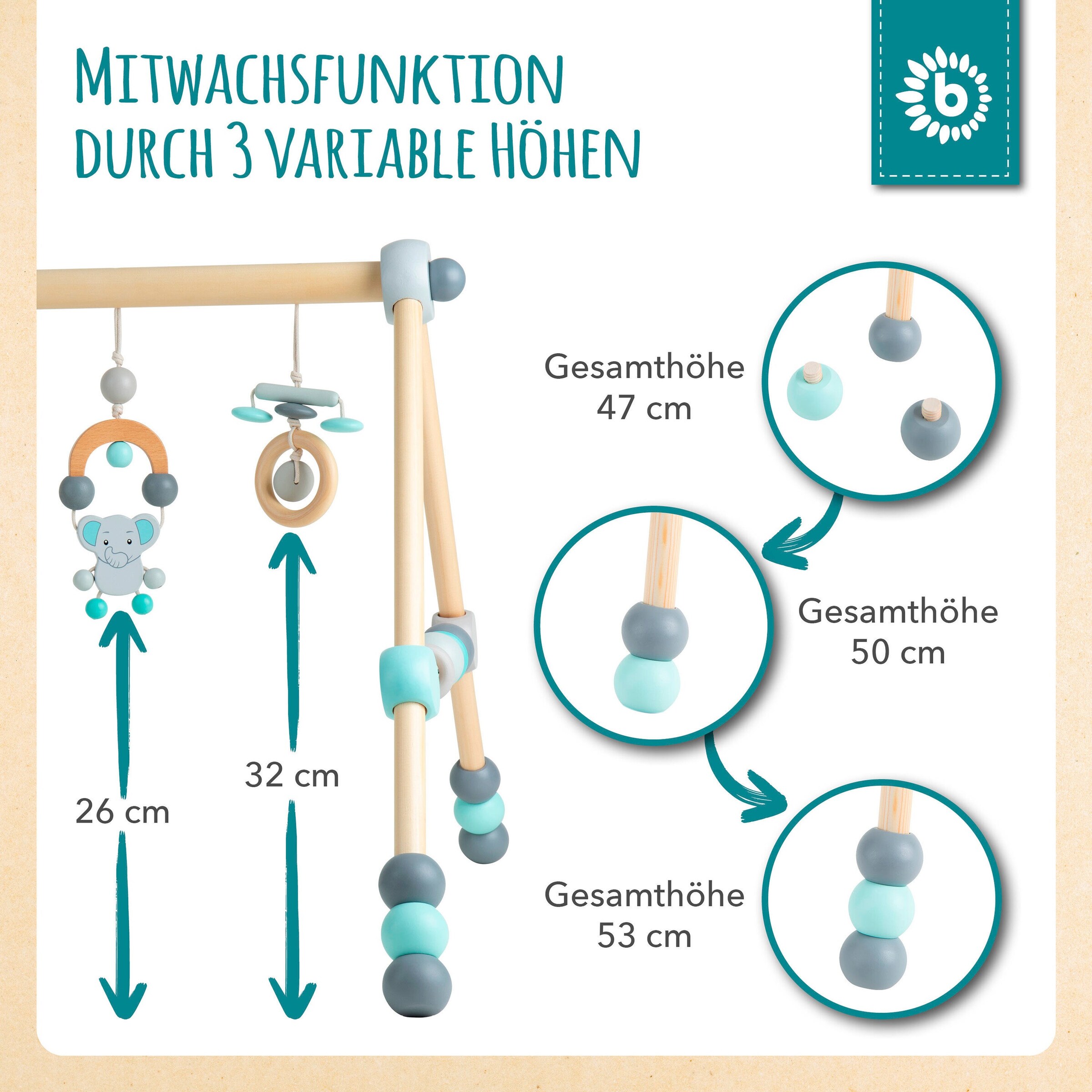 Bieco Spielbogen aus Holz Höhenverstellbar - ab Geburt Blau