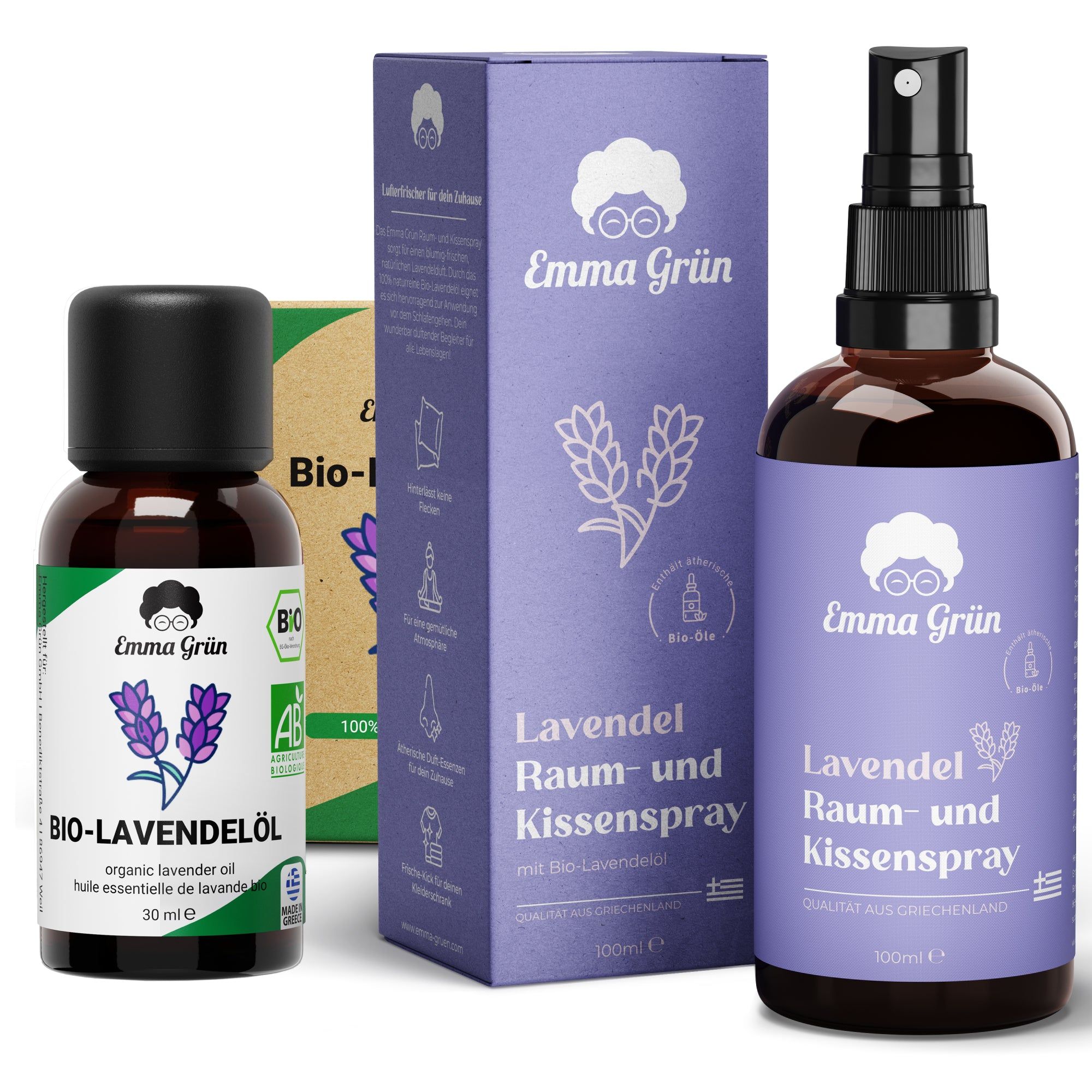 Emma Grün® Lavendel Liebe Spar-Set mit Bio-Lavendelöl & Kissenspray Bio