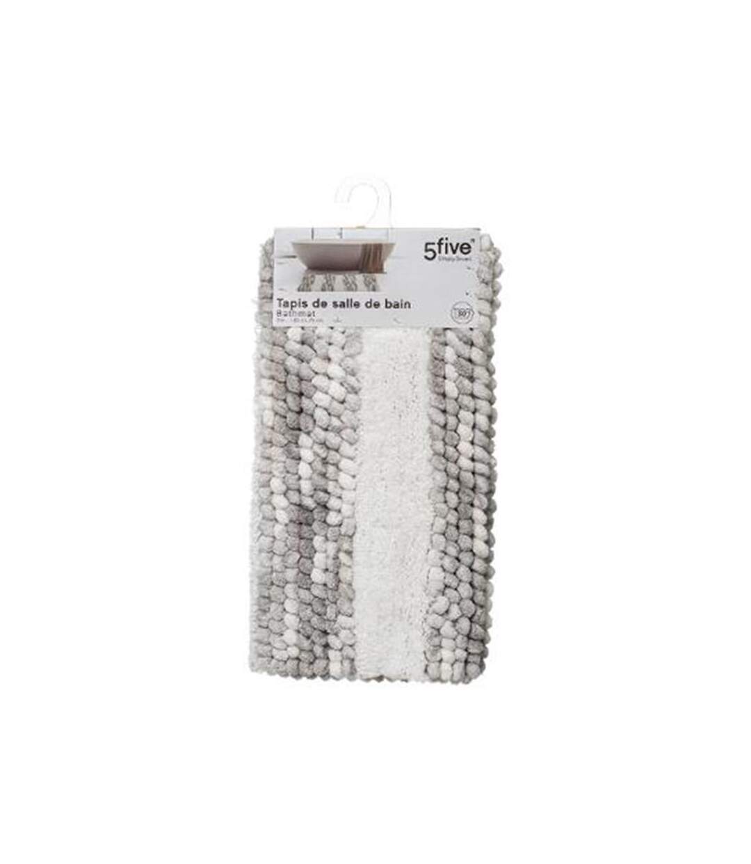 Tapis de Salle de Bain Rayé 50x75cm Gris