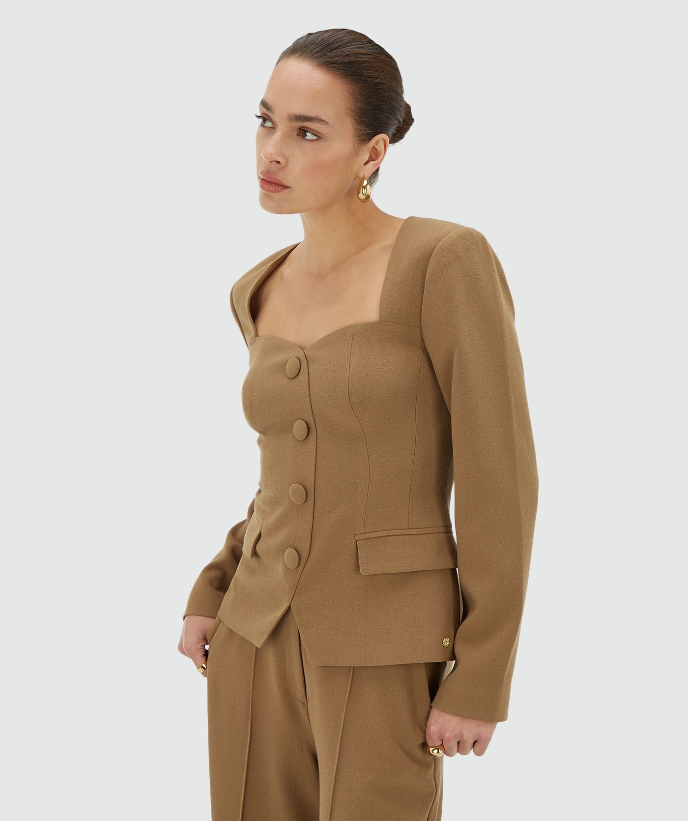 JV-LISE fitted bustier top - khaki