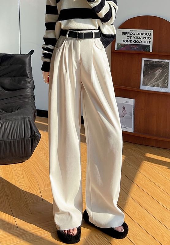 evanesce - Corduroy High Rise Pocketed Wide Leg Dress Pants