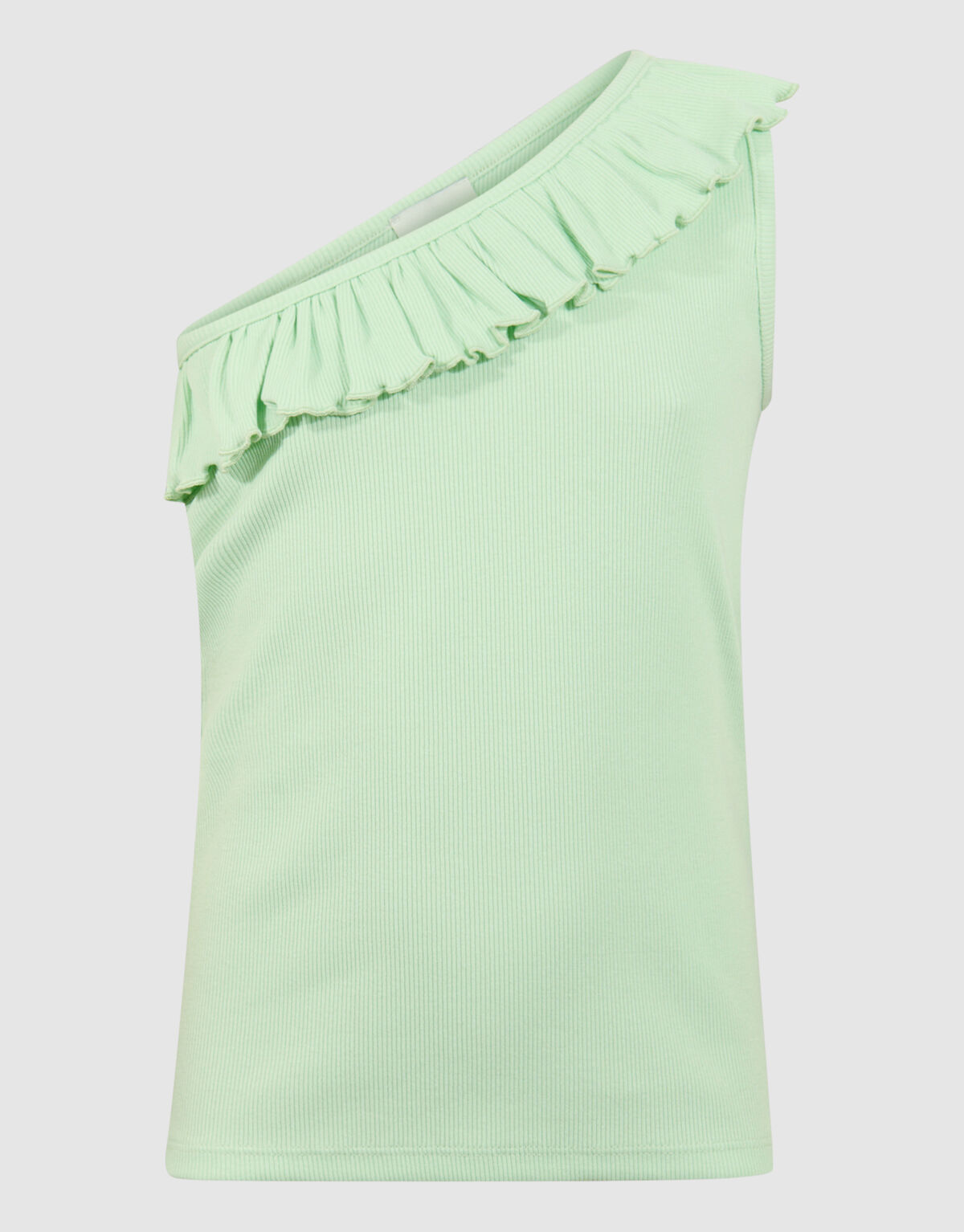 One Shoulder Ruffle Top Lichtgroen