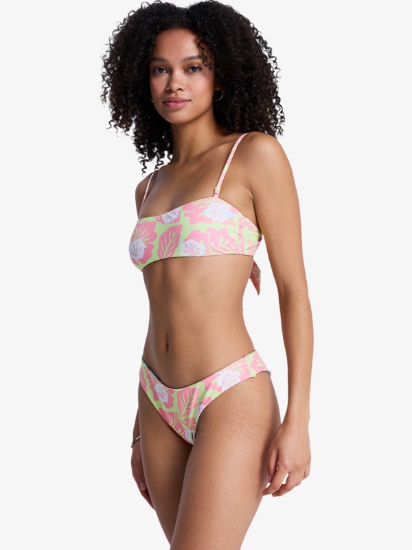 Hibiscus Hype RV Cheeky High Leg Bas de bikini réversible Vert Femme