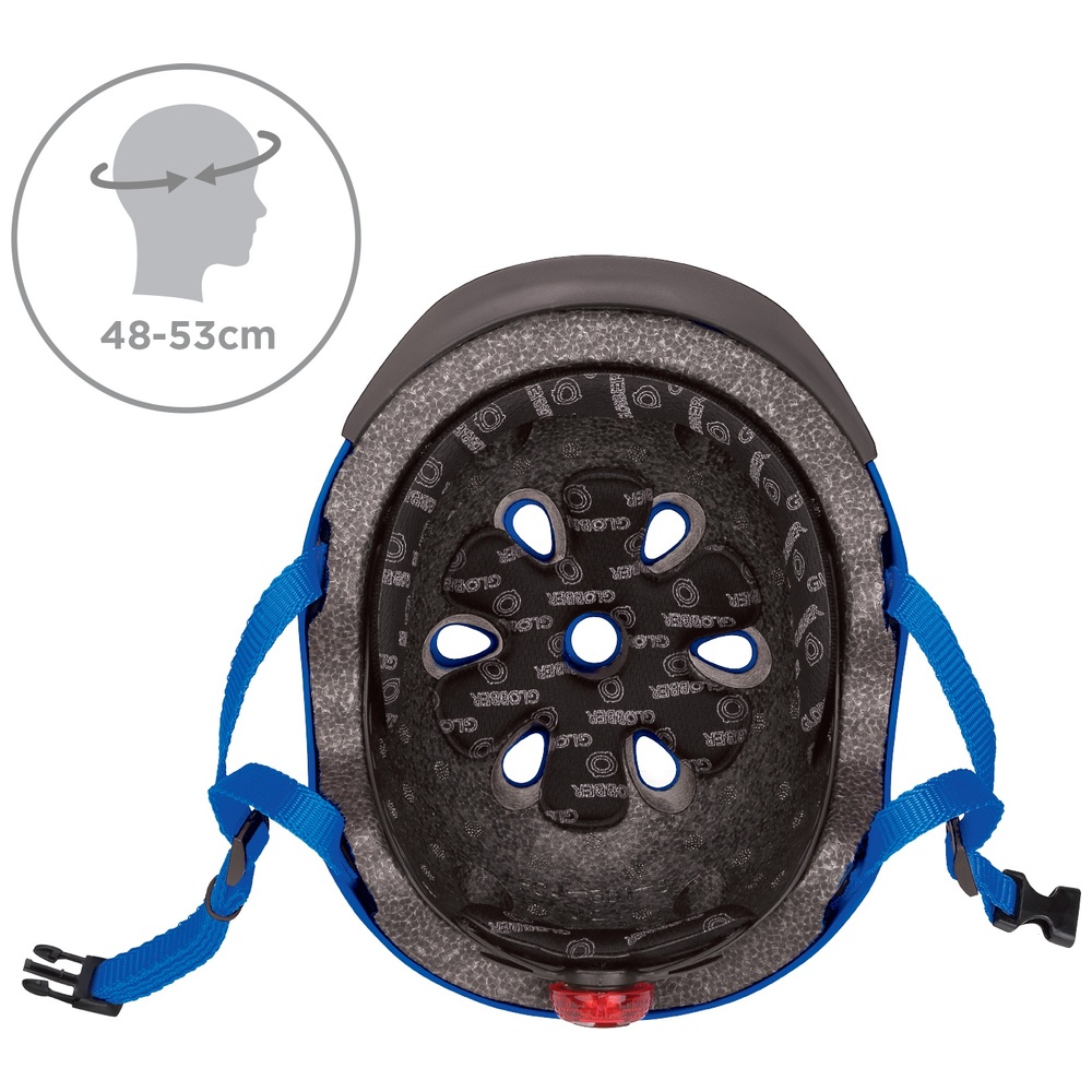 Globber bedruckter Helm, marineblau mit Lichtern, Größe XS (48–53 cm)