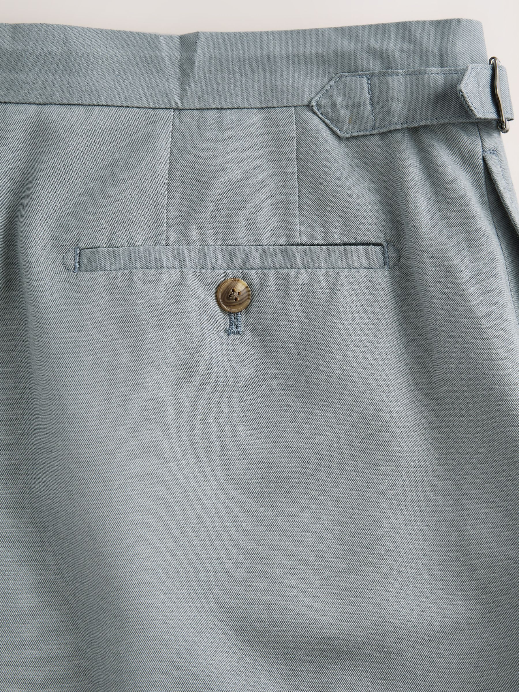 Blauw - Slim-fit katoenen mix Broeken met verstelbare zijkanten, linnen en lyocell.
